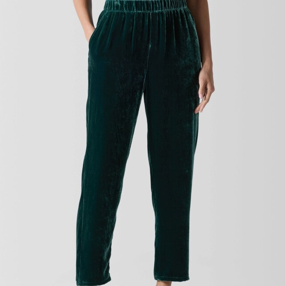 Eileen Fisher Women's High Waisted Tapered Ankle Pant In Green Pine XXS